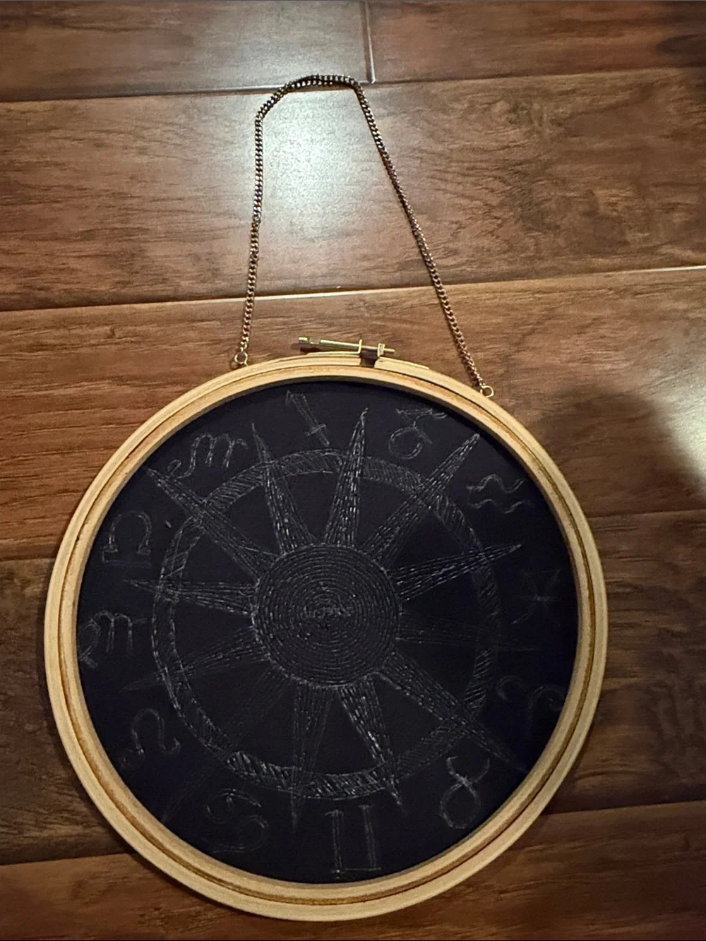 Handcrafted Gold Sun Zodiac Hoop Wall Decor
